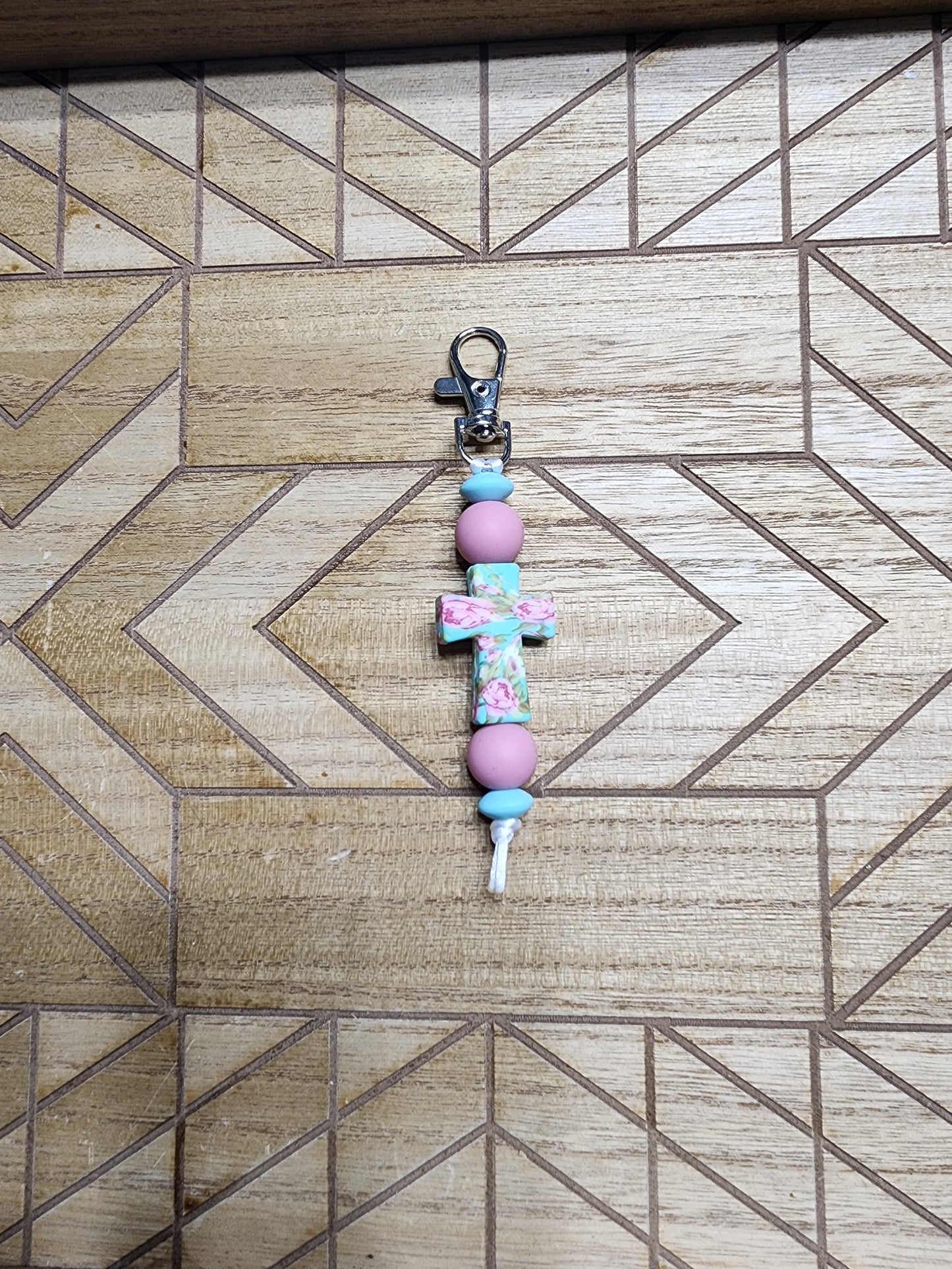 Floral Cross Keychain