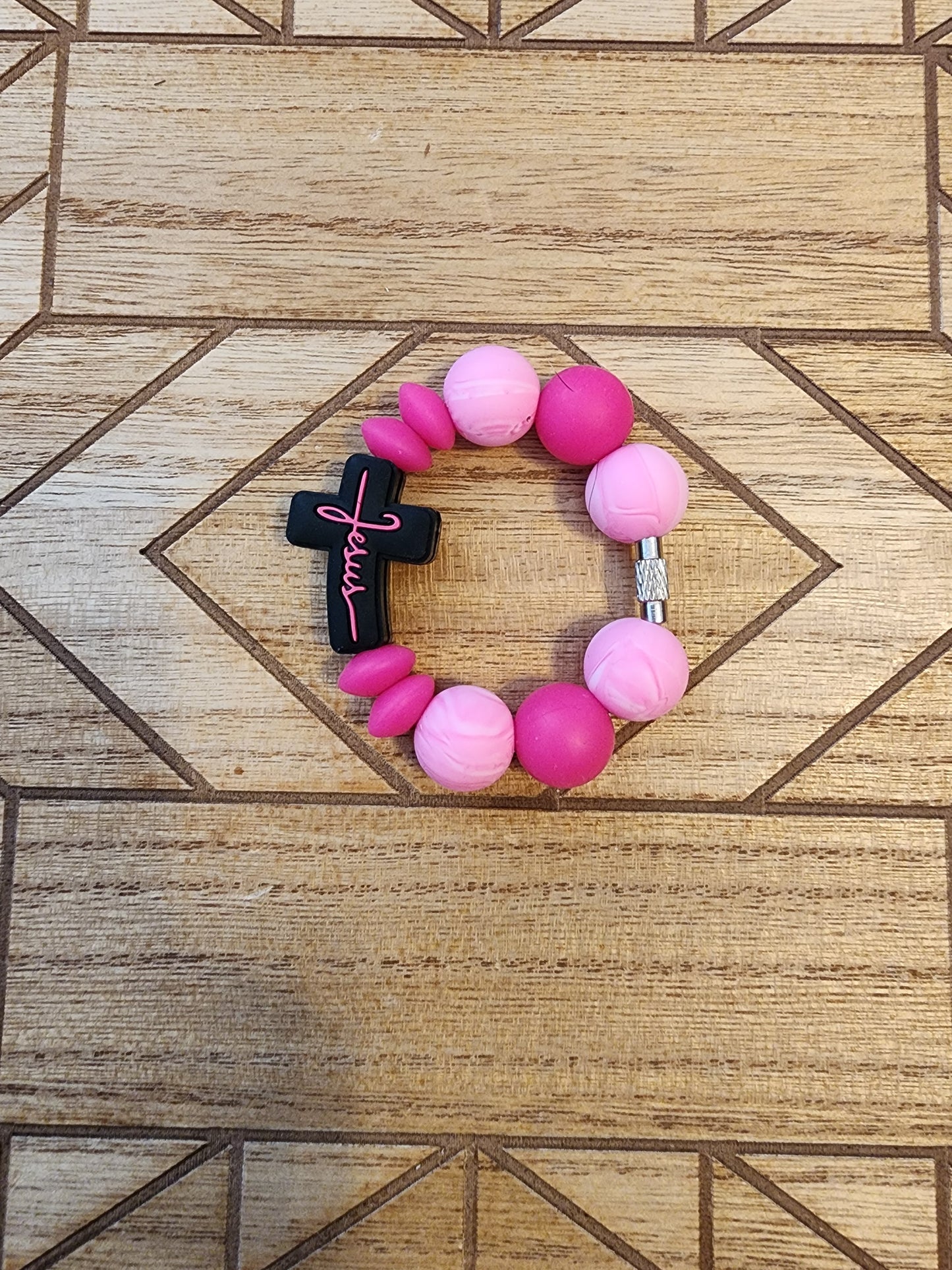 Jesus Cross (Pink) Cup Charm